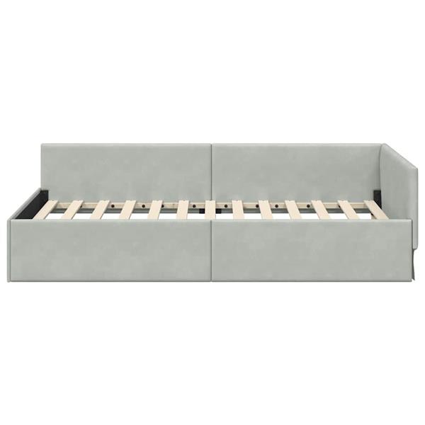 Grote foto vidaxl hoekbedframe met hoofdeinde lichtgrijs 90 cm x 200 cm fluweel antiek en kunst stoelen en banken