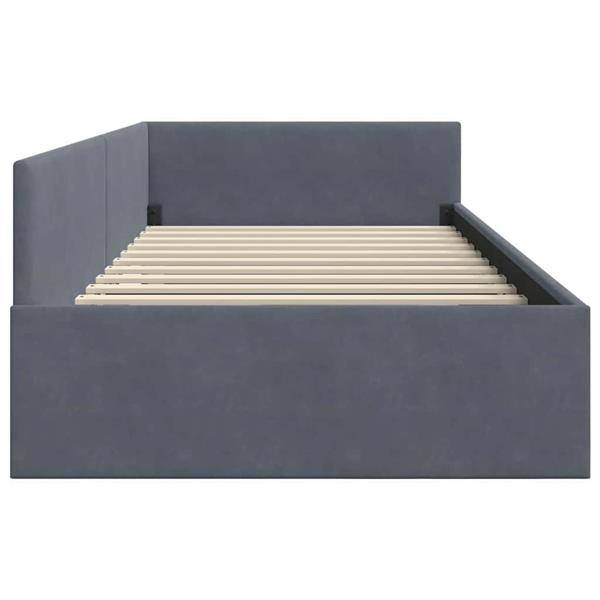 Grote foto vidaxl hoekbedframe met hoofdeinde donkergrijs 90 cm x 190 cm fluweel antiek en kunst stoelen en banken