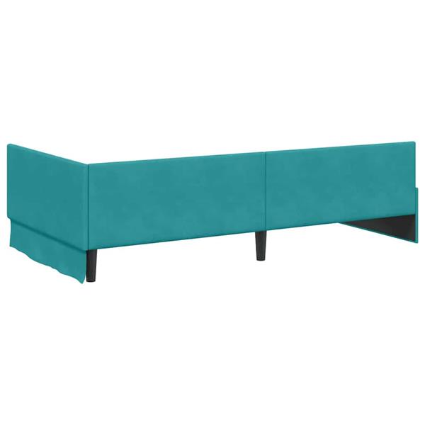 Grote foto vidaxl hoekbedframe met hoofdeinde turquoise 80 cm x 200 cm fluweel antiek en kunst stoelen en banken