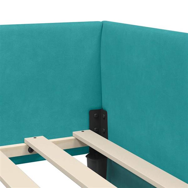Grote foto vidaxl hoekbedframe met hoofdeinde turquoise 80 cm x 200 cm fluweel antiek en kunst stoelen en banken