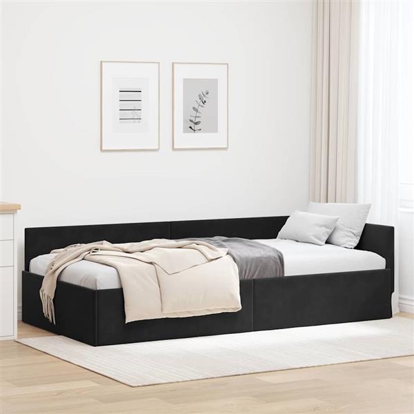 Grote foto vidaxl hoekbedframe met hoofdeinde zwart 80 cm x 200 cm fluweel antiek en kunst stoelen en banken
