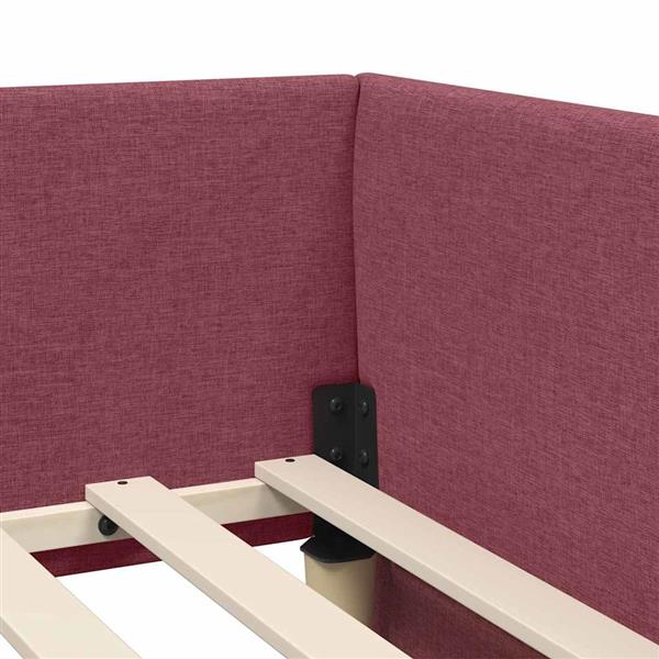 Grote foto vidaxl hoekbedframe met hoofdeinde wijnrood 90 cm x 200 cm stof antiek en kunst stoelen en banken