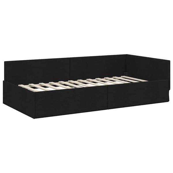 Grote foto vidaxl hoekbedframe met hoofdeinde zwart 90 cm x 200 cm stof antiek en kunst stoelen en banken