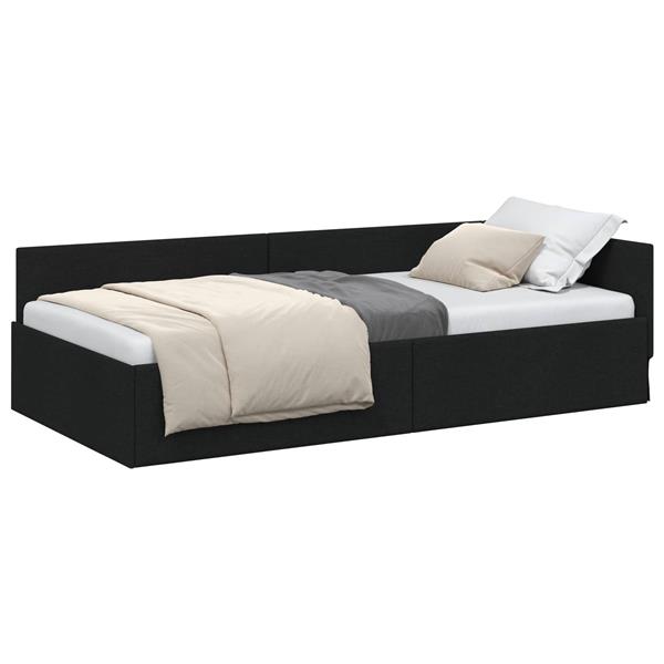 Grote foto vidaxl hoekbedframe met hoofdeinde zwart 80 cm x 200 cm stof antiek en kunst stoelen en banken