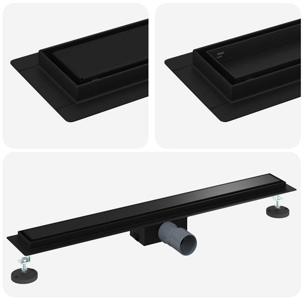 Grote foto vidaxl 2 in 1 doucheafvoer zwart 70 cm roestvrij staal 304 doe het zelf en verbouw sanitair