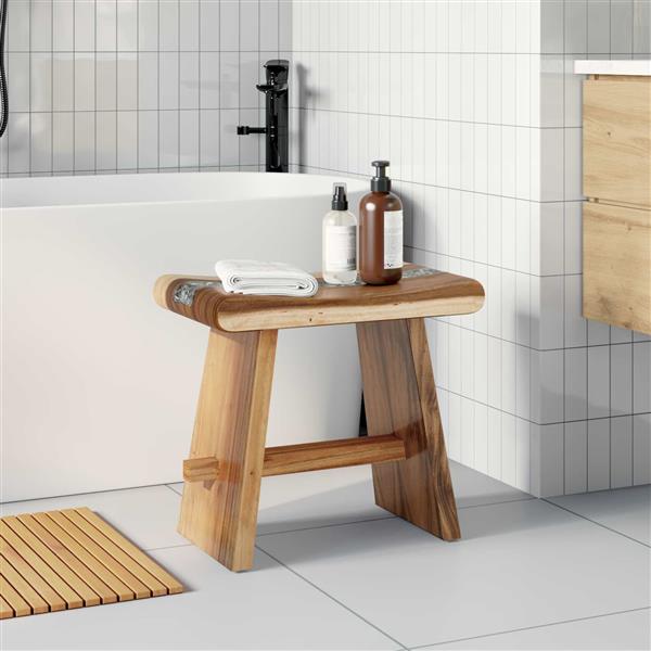 Grote foto vidaxl douchekruk naturel 50 x 30 x 44 cm massief suarhout huis en inrichting stoelen