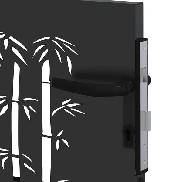 Grote foto vidaxl tuinpoort met slot zwart 85 x 175 cm poedergecoat staal tuin en terras hekken en schuttingen