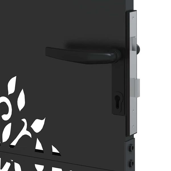 Grote foto vidaxl tuinpoort met slot zwart 85 x 150 cm poedergecoat staal tuin en terras hekken en schuttingen