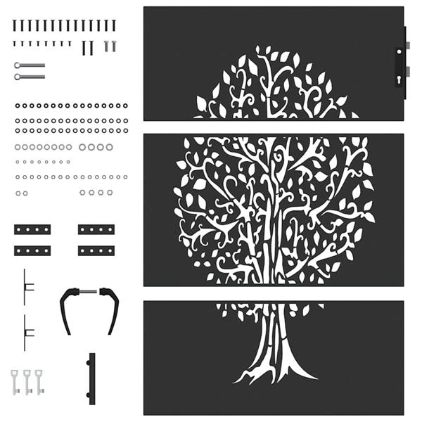 Grote foto vidaxl tuinpoort met slot zwart 85 x 150 cm poedergecoat staal tuin en terras hekken en schuttingen