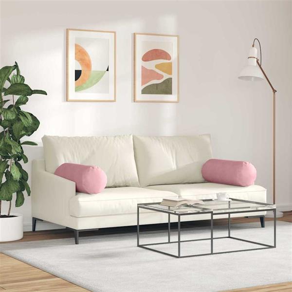 Grote foto vidaxl bolster kussens 2 stuks roze 25 x 70 cm cordstof huis en inrichting woningdecoratie