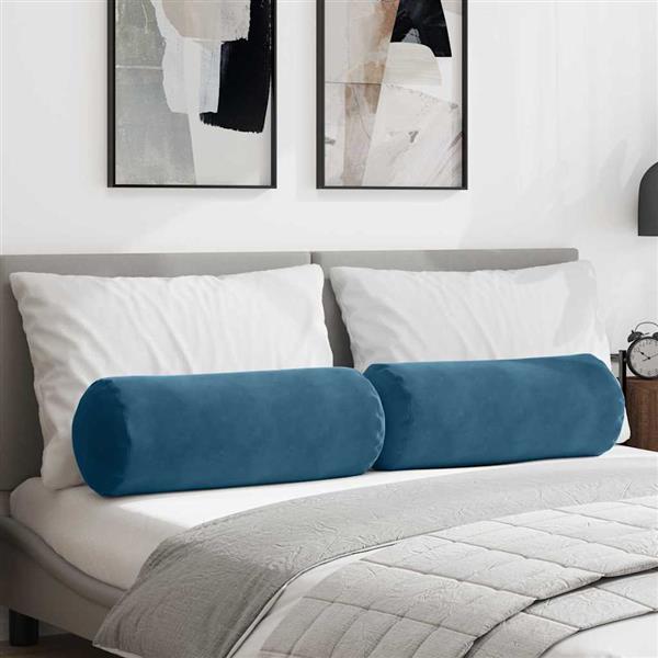 Grote foto vidaxl bolster kussens 2 stuks blauw 25 x 70 cm cordstof huis en inrichting woningdecoratie