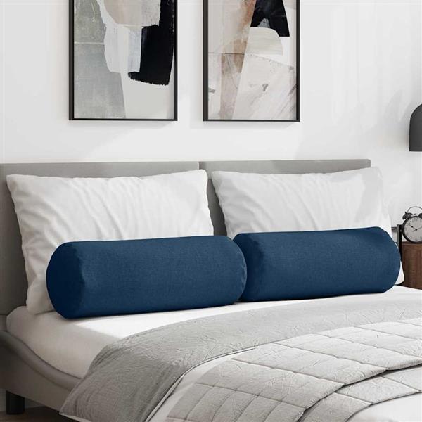 Grote foto vidaxl bolster kussens 2 stuks blauw 25 x 70 cm stof huis en inrichting woningdecoratie