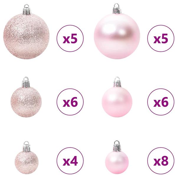 Grote foto vidaxl kerstbal set met 150 led 61 pcs roze kunststof diversen overige diversen