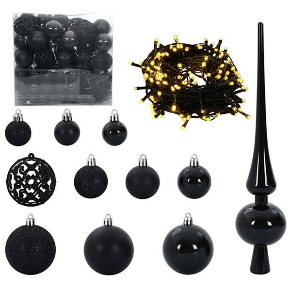 Grote foto vidaxl kerstbal set met 300 led 120 pcs zwart kunststof diversen overige diversen