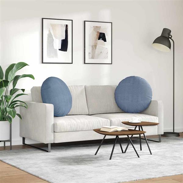 Grote foto vidaxl zitkussens 2 pcs blauw 60 x 21 cm katoen stof huis en inrichting woningdecoratie