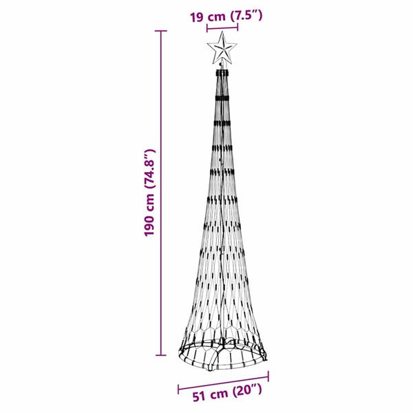 Grote foto vidaxl led kerstboom met 230 led multikleur 51 x 51 x 190 cm metaal diversen overige diversen