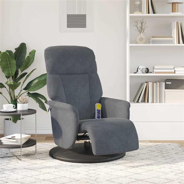Grote foto vidaxl massage recliner stoel donkergrijs 91 x 71 x 105 cm fluweel huis en inrichting stoelen