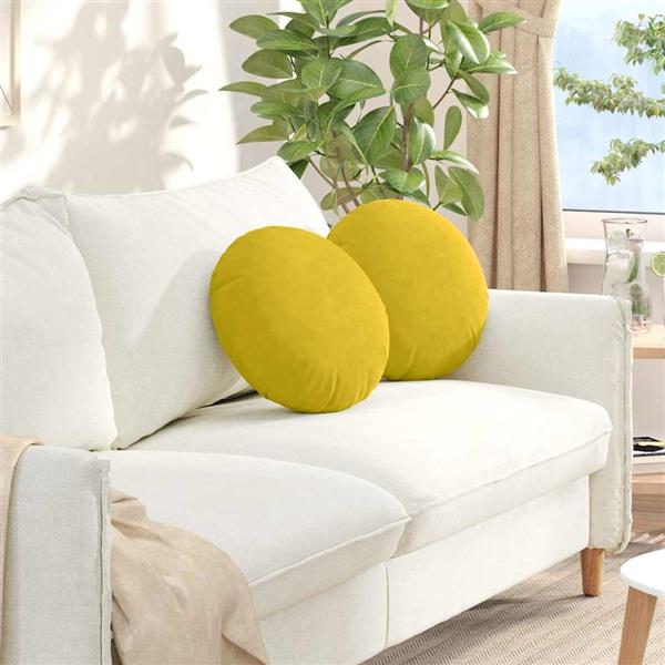Grote foto vidaxl zitkussens 2 stuks geel 40 x 13 cm fluweel huis en inrichting woningdecoratie