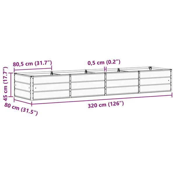 Grote foto vidaxl plantenbak groen 320 x 80 x 45 cm staal tuin en terras overige tuin en terras
