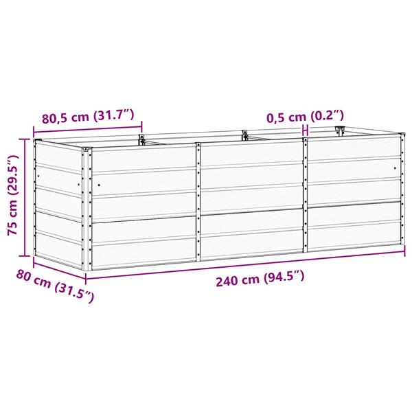 Grote foto vidaxl plantenbak groen 240 x 80 x 75 cm staal tuin en terras overige tuin en terras