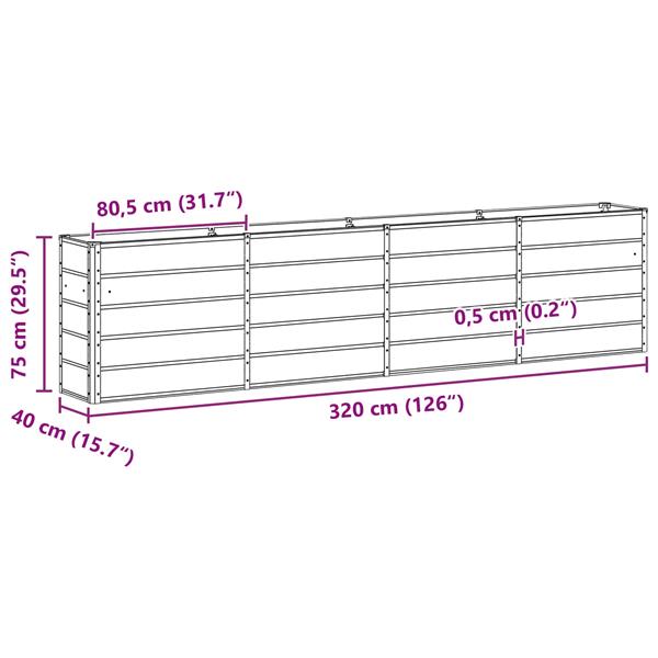 Grote foto vidaxl plantenbak groen 320 x 40 x 75 cm staal tuin en terras overige tuin en terras