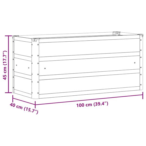 Grote foto vidaxl plantenbak ivoor 100 x 40 x 45 cm staal tuin en terras overige tuin en terras