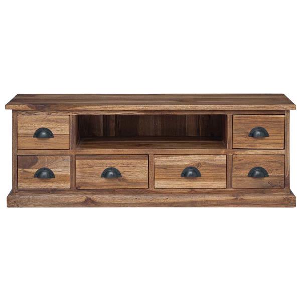 Grote foto vidaxl tv standaard met lade naturel 110 x 30 x 40 cm massief teakhout huis en inrichting overige