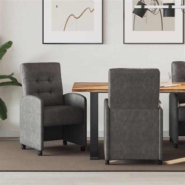 Grote foto vidaxl eetkamerstoelen met wieltjes 2 pcs zwart 58 x 67 x 97 cm huis en inrichting stoelen