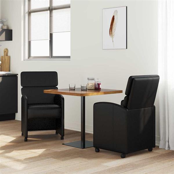 Grote foto vidaxl eetkamerstoelen met wieltjes 2 pcs zwart 58 x 65 x 98 cm huis en inrichting stoelen
