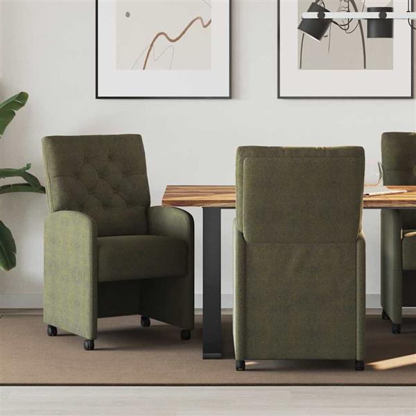 Grote foto vidaxl eetkamerstoelen met wieltjes 2 pcs leger groen 58 x 67 x 97 cm huis en inrichting stoelen