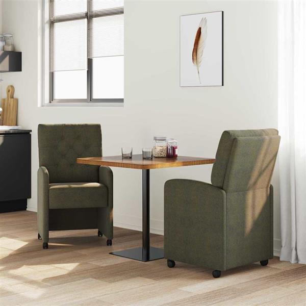 Grote foto vidaxl eetkamerstoelen met wieltjes 2 pcs leger groen 58 x 67 x 97 cm huis en inrichting stoelen