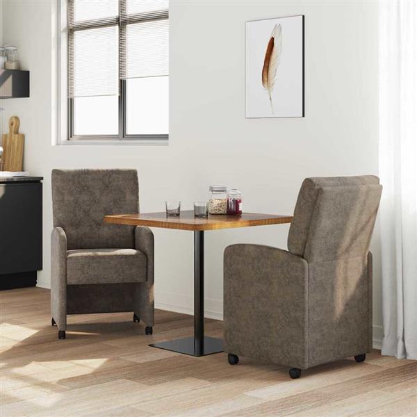 Grote foto vidaxl eetkamerstoelen met wieltjes 2 pcs donkergrijs 58 x 67 x 97 cm huis en inrichting stoelen
