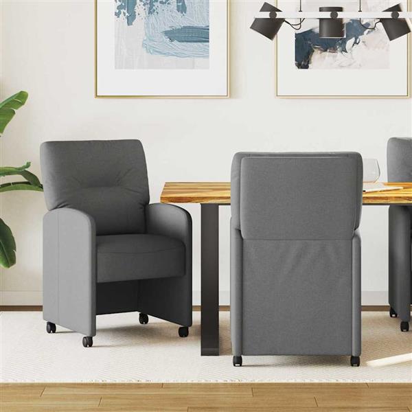 Grote foto vidaxl eetkamerstoelen met wieltjes 2 pcs donkergrijs 57 x 67 x 95 cm huis en inrichting stoelen