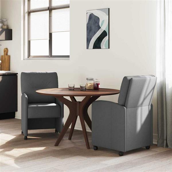 Grote foto vidaxl eetkamerstoelen met wieltjes 2 pcs donkergrijs 57 x 67 x 95 cm huis en inrichting stoelen