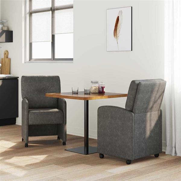 Grote foto vidaxl eetkamerstoelen met wieltjes 2 pcs zwart 57 x 67 x 95 cm huis en inrichting stoelen