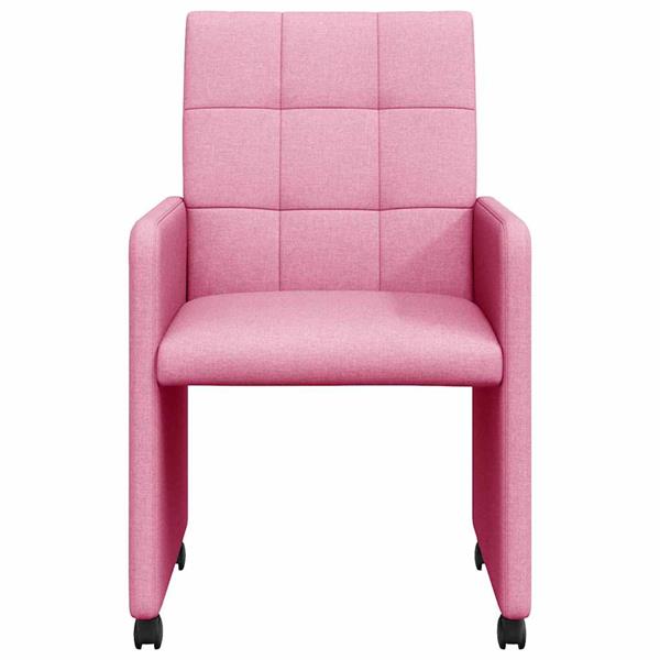Grote foto vidaxl eetkamerstoelen met wieltjes 2 pcs roze 58 x 65 x 94 cm stof huis en inrichting stoelen