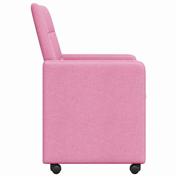 Grote foto vidaxl eetkamerstoelen met wieltjes 2 pcs roze 58 x 65 x 94 cm stof huis en inrichting stoelen