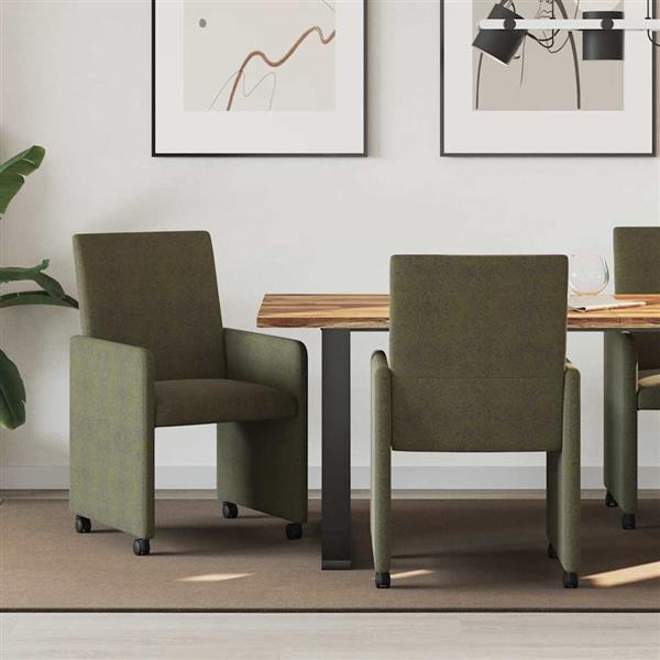 Grote foto vidaxl eetkamerstoelen met wieltjes 2 pcs leger groen 57 x 66 x 94 cm huis en inrichting stoelen