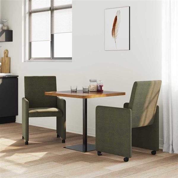 Grote foto vidaxl eetkamerstoelen met wieltjes 2 pcs leger groen 57 x 66 x 94 cm huis en inrichting stoelen