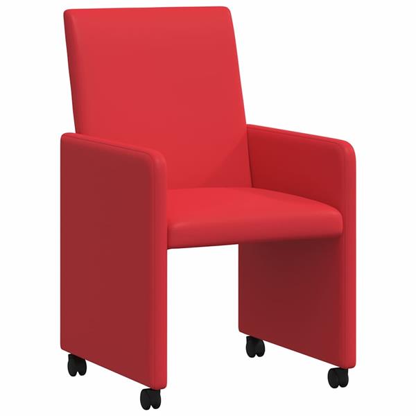 Grote foto vidaxl eetkamerstoelen met wieltjes 2 pcs rood 57 x 66 x 94 cm huis en inrichting stoelen