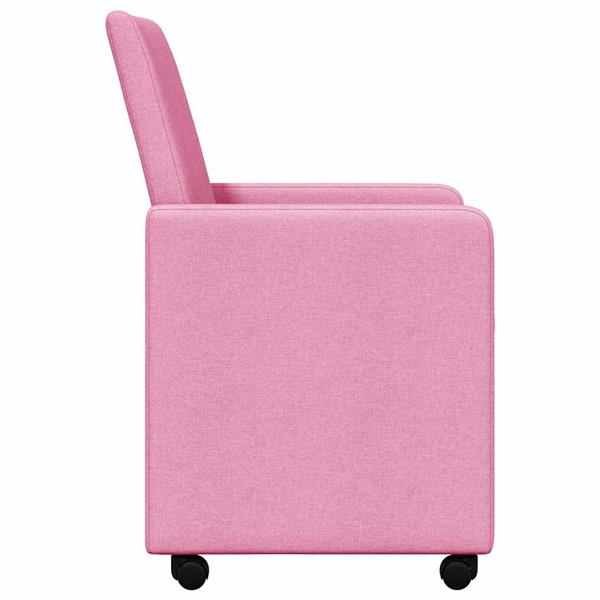 Grote foto vidaxl eetkamerstoelen met wieltjes 2 pcs roze 57 x 66 x 94 cm stof huis en inrichting stoelen