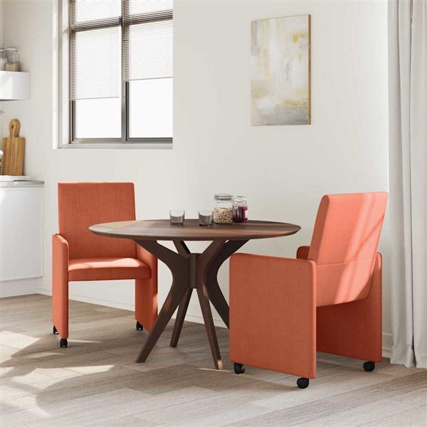 Grote foto vidaxl eetkamerstoelen met wieltjes 2 pcs rood oranje 57 x 66 x 94 cm huis en inrichting stoelen