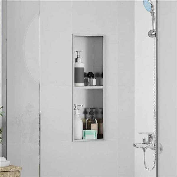 Grote foto vidaxl douche niche zilver 60 x 20 x 9 5 cm roestvrij staal huis en inrichting complete badkamers