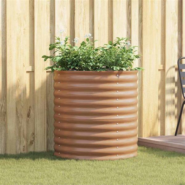 Grote foto vidaxl verhoogd bed bruin 80 x 80 x 81 cm staal tuin en terras overige tuin en terras