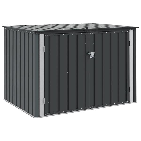 Grote foto vidaxl tuinopslagdoos zwart 151 5 x 107 x 100 cm staal tuin en terras tuinhuisjes en blokhutten