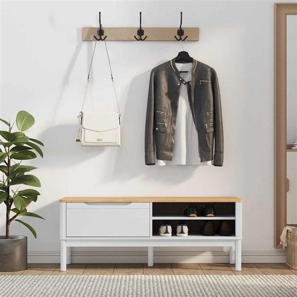 Grote foto vidaxl hal bank met lade floro wit 115 x 40 x 45 cm massief vurenhout huis en inrichting overige huis en inrichting
