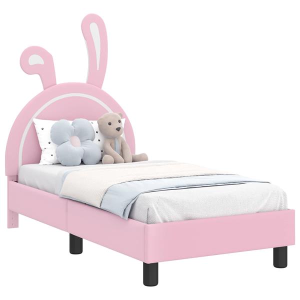 Grote foto vidaxl peuterbedframe met hoofdbord met hoofdeinde roze 70 x 140 cm pu antiek en kunst stoelen en banken