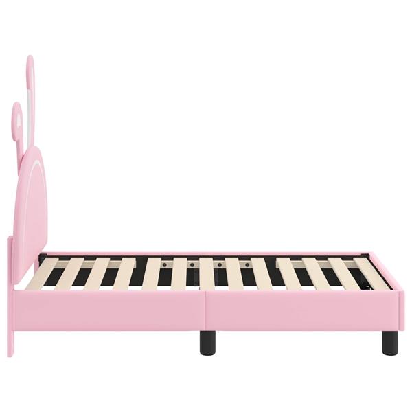 Grote foto vidaxl peuterbedframe met hoofdbord met hoofdeinde roze 70 x 140 cm pu antiek en kunst stoelen en banken
