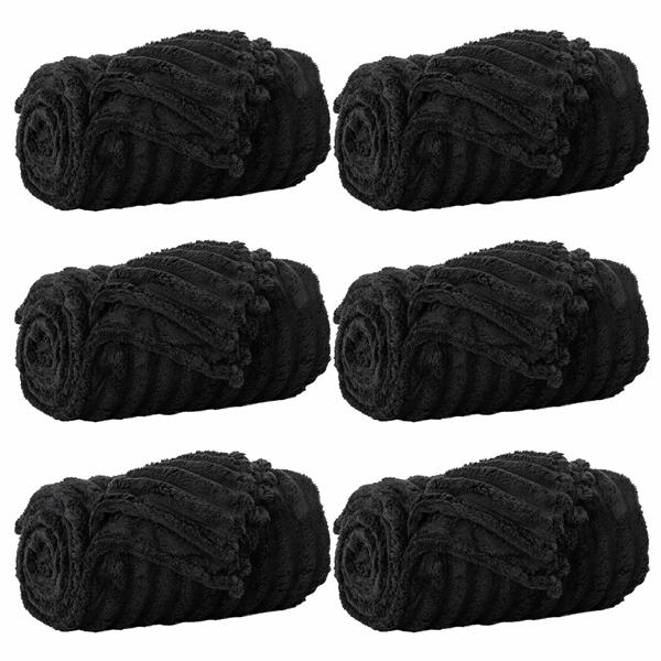 Grote foto vidaxl kleden 6 pcs zwart 200 x 150 cm fleece huis en inrichting bedden