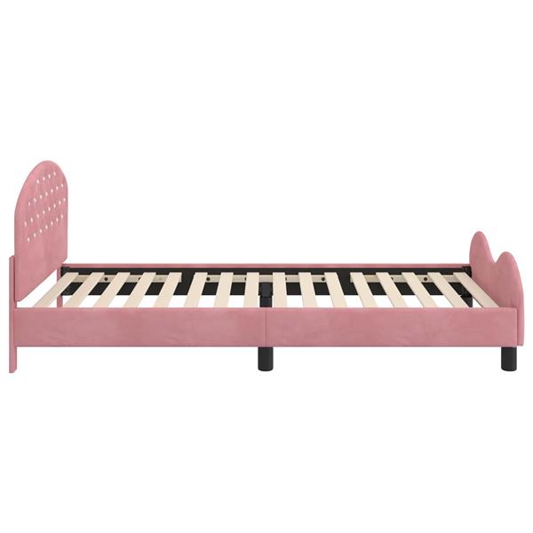 Grote foto vidaxl bedframe voor kinderen met hoofdbord roze 90 x 190 cm fluweel antiek en kunst stoelen en banken